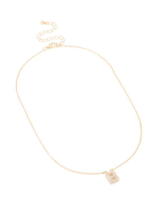 Kids Gold Cubic Zirconia Letter B Necklace