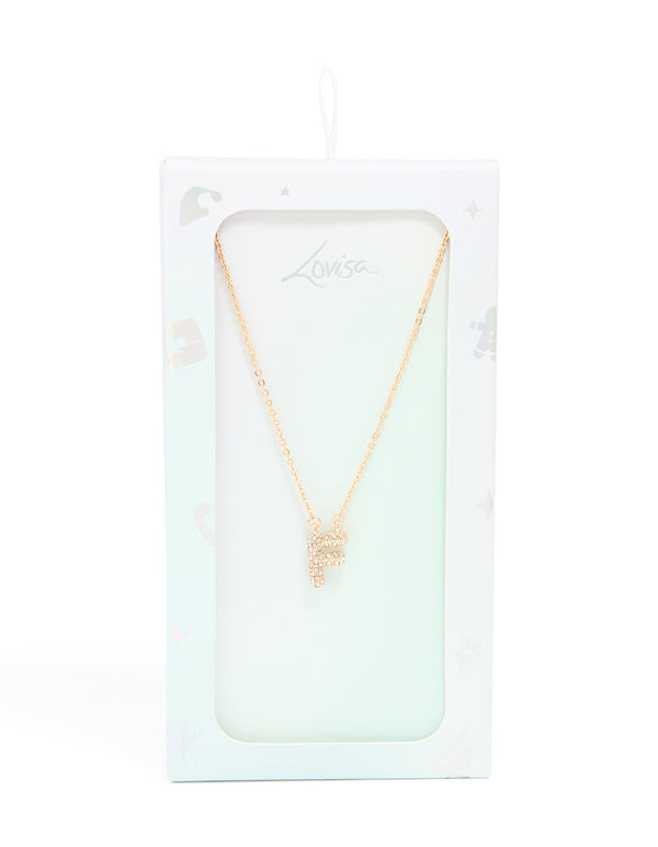 Kids Gold Cubic Zirconia Letter F Necklace