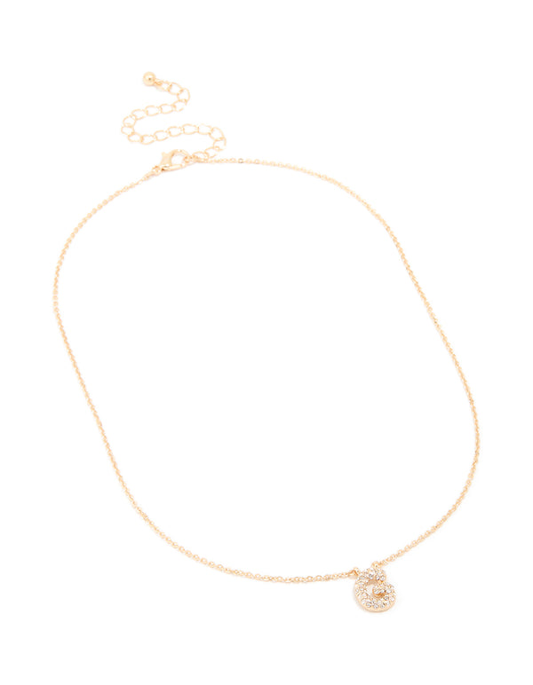 Kids Gold Cubic Zirconia Letter G Necklace