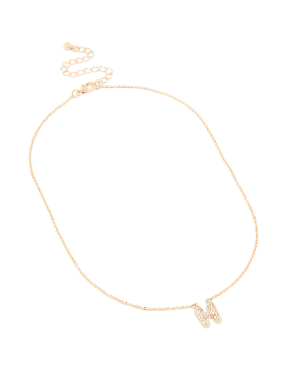 Kids Gold Cubic Zirconia Letter H Necklace
