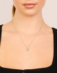 Kids Gold Cubic Zirconia Letter N Necklace - link has visual effect only