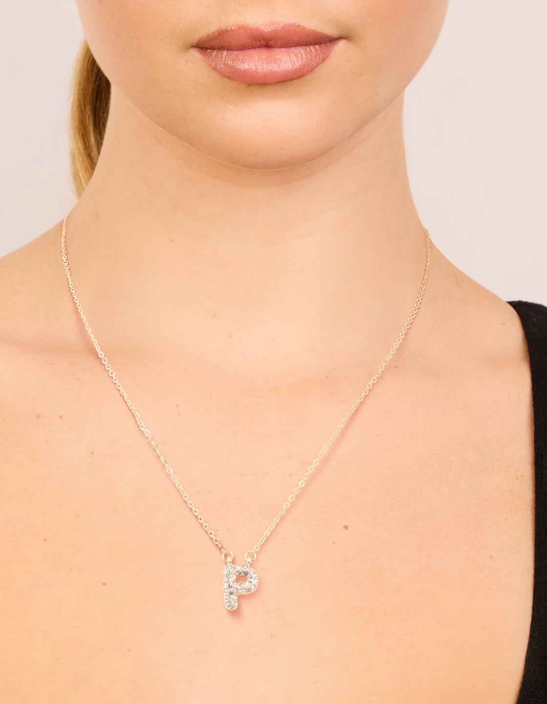 Kids Gold Cubic Zirconia Letter P Necklace
