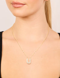 Kids Gold Cubic Zirconia Letter U Necklace - link has visual effect only