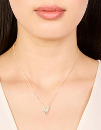 Kids Gold Cubic Zirconia Letter V Necklace - link has visual effect only