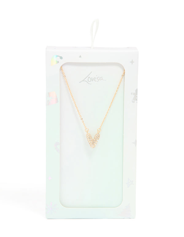 Kids Gold Cubic Zirconia Letter V Necklace