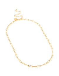 Waterproof Gold Plated Stainless Steel Open Oval Link Necklace - link has visual effect only