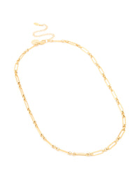 Waterproof Gold Plated Stainless Steel Open Oval Link Necklace - link has visual effect only