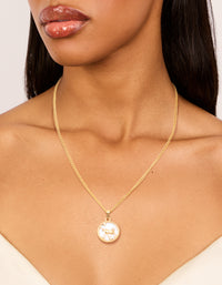 Waterproof Gold Plated Stainless Steel Taurus Circle Zodiac Sign Necklace - link has visual effect only