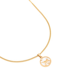 Waterproof Gold Plated Stainless Steel Taurus Circle Zodiac Sign Necklace - link has visual effect only