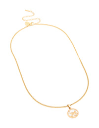 Waterproof Gold Plated Stainless Steel Taurus Circle Zodiac Sign Necklace - link has visual effect only