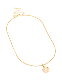 Waterproof Gold Plated Stainless Steel Circle Gemini Zodiac Sign Necklace - link has visual effect only