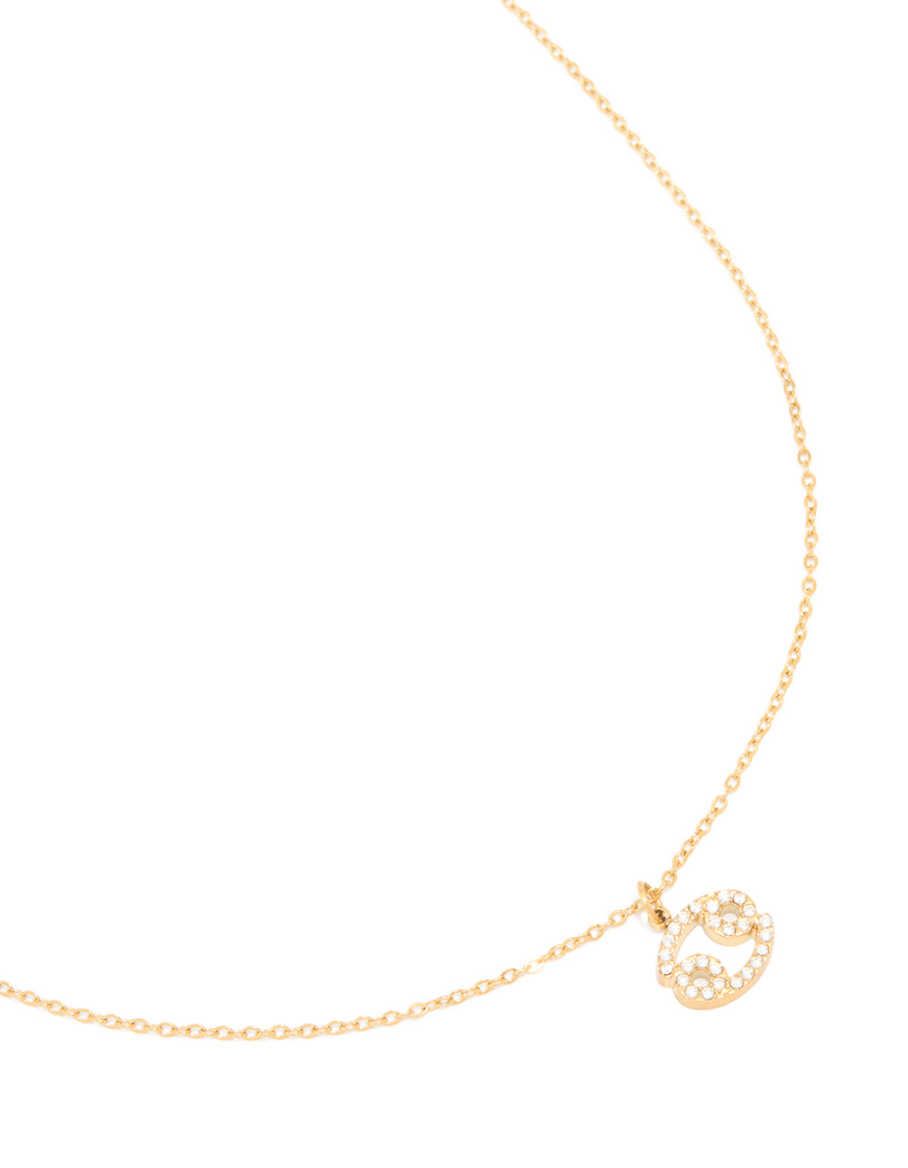 Waterproof Gold Plated Stainless Steel Cubic Zirconia Cancer Zodiac Sign Necklace
