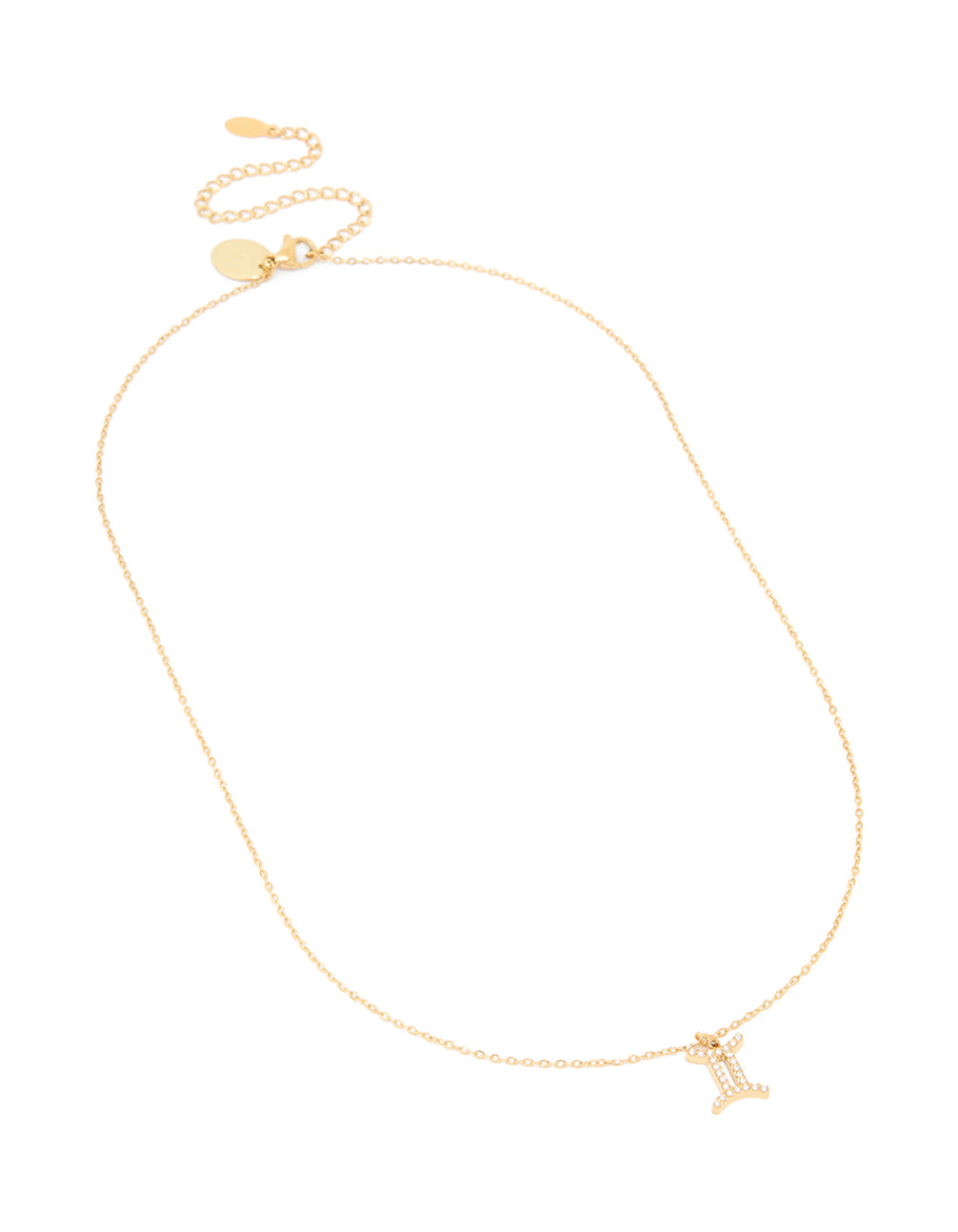 Waterproof Gold Plated Stainless Steel Cubic Zirconia Gemini Zodiac Sign Necklace
