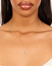 Waterproof Gold Plated Stainless Steel Cubic Zirconia Aquarius Zodiac Sign Necklace - link has visual effect only
