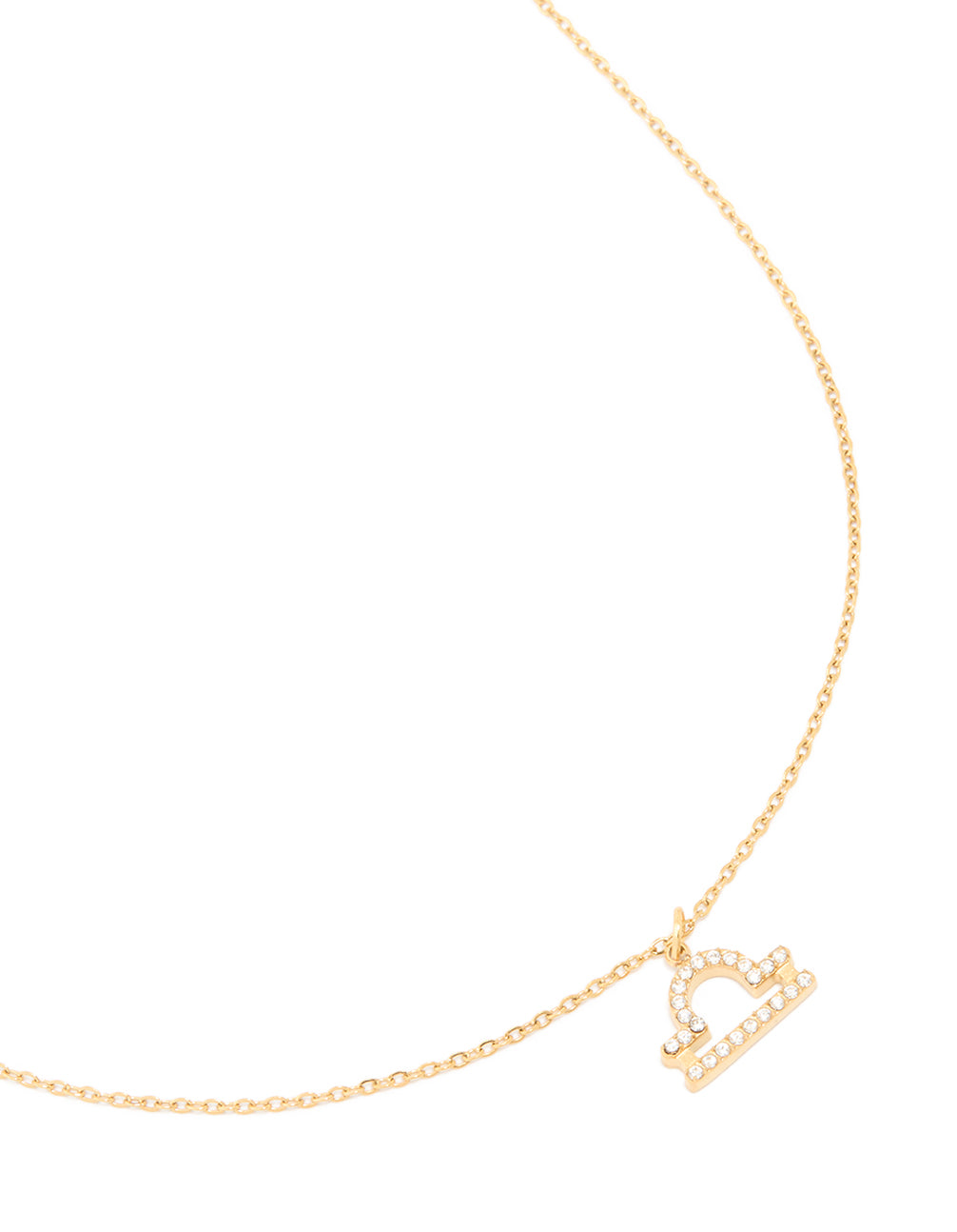Waterproof Gold Plated Stainless Steel Cubic Zirconia Libra  Zodiac Sign Necklace