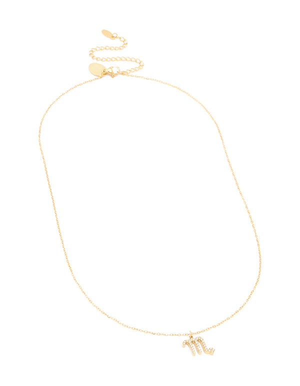 Waterproof Gold Plated Stainless Steel Cubic Zirconia Scorpio Necklace