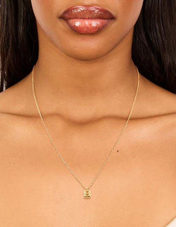 Waterproof Gold Plated Stainless Steel Mini Bubble Letter B Necklace