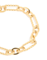 Waterproof Gold Plated Stainless Steel Multi-Link Chain Bracelet - link has visual effect only