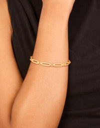 Waterproof Gold Plated Stainless Steel Open Oval Link Bracelet - link has visual effect only