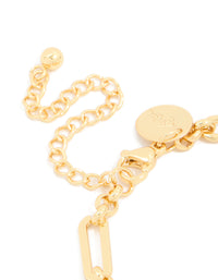 Waterproof Gold Plated Stainless Steel Open Oval Link Bracelet - link has visual effect only