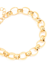 Waterproof Gold Plated Stainless Steel Interlocking Chain Bracelet - link has visual effect only