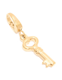 Waterproof Gold Plated Stainless Steel Key Charm - link has visual effect only