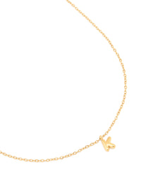 Waterproof Gold Plated Stainless Steel Mini Bubble Letter K Necklace - link has visual effect only