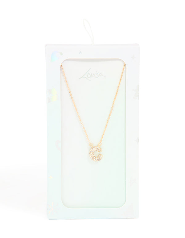 Kids Gold Cubic Zirconia Letter C Necklace