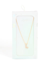 Kids Gold Cubic Zirconia Letter L Necklace - link has visual effect only
