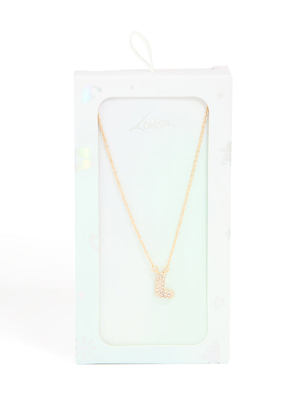 Kids Gold Cubic Zirconia Letter L Necklace