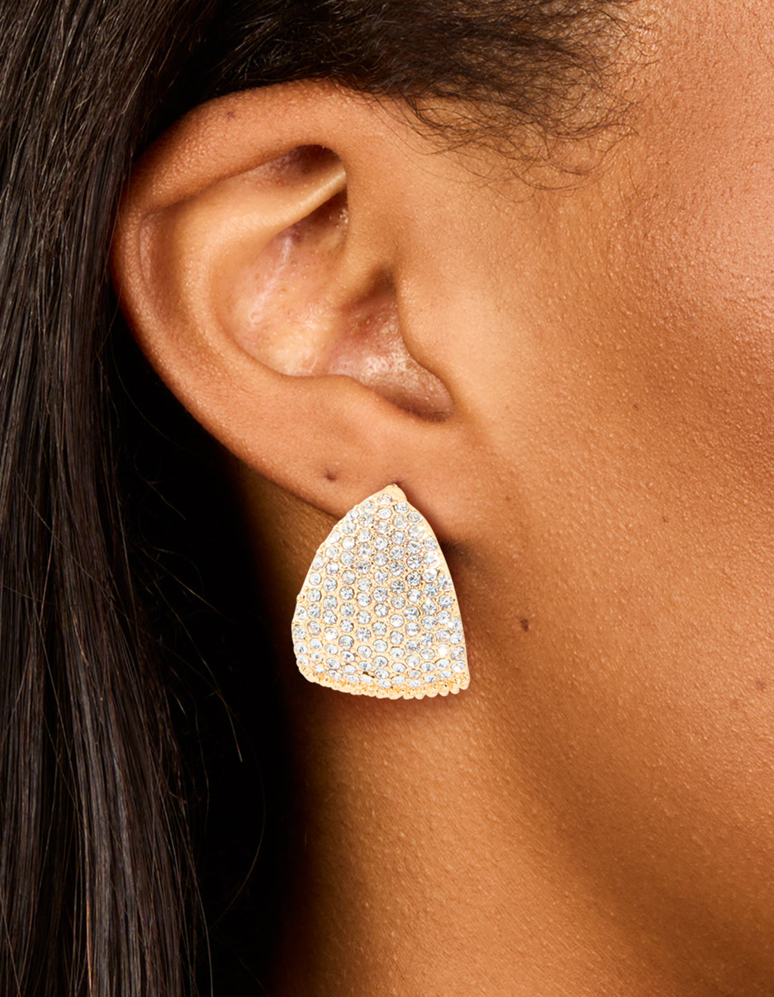 Gold Plated Wide Diamante Cluster Hoop Earrings
