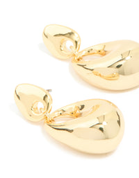 Gold Plated Molten Oval Drop Earrings - link has visual effect only