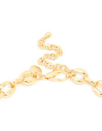 Gold Plated Chunky Round Chain Link Necklace - link has visual effect only