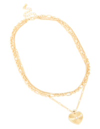 Gold Plated Heart Chain Layered Necklace - link has visual effect only