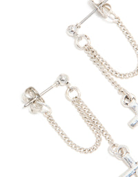 Antique Silver Chain Cross Drop Earrings - link has visual effect only