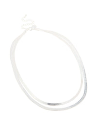 Silver Thick Snake Chain Layered Necklace - link has visual effect only
