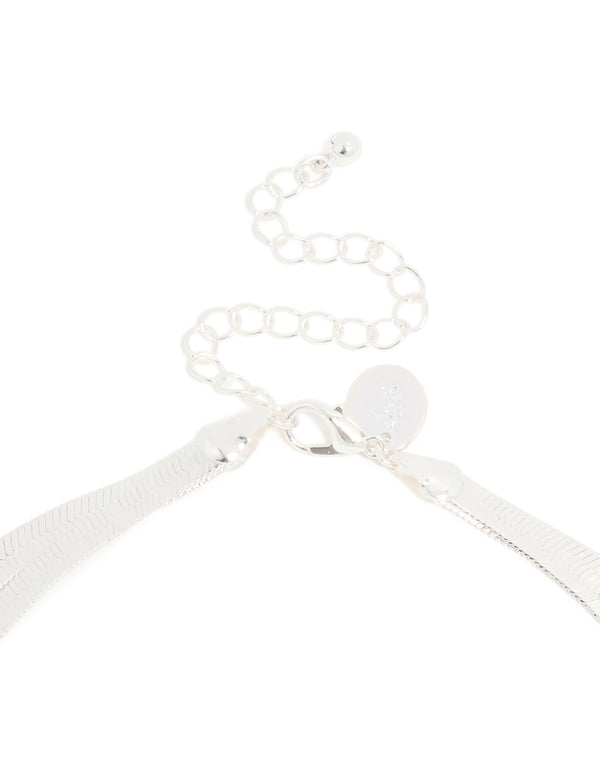 Silver Thick Snake Chain Layered Necklace