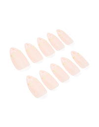 Pink French Tip Floral Art Press On Nails 24-Set - link has visual effect only