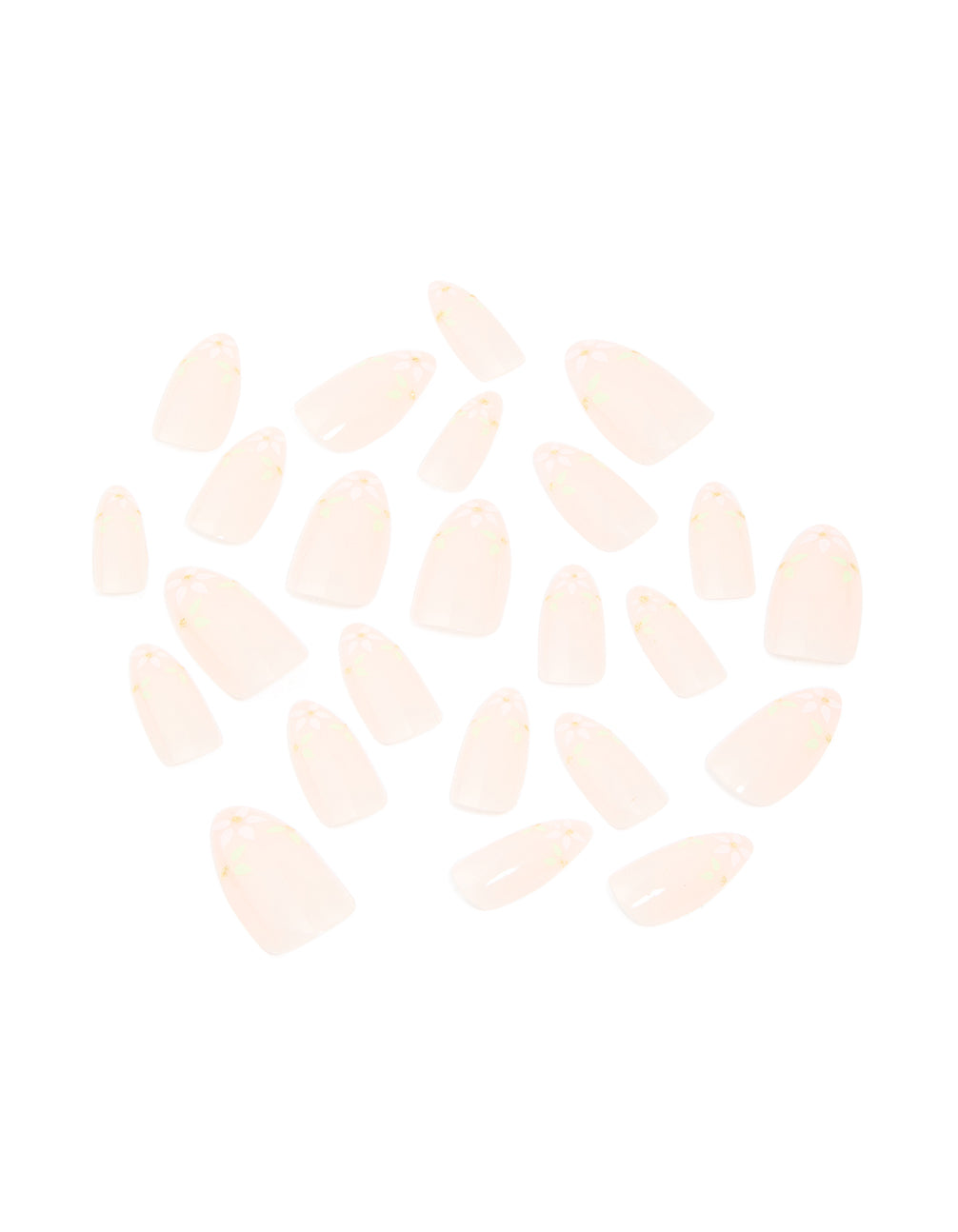 Pink French Tip Floral Art Press On Nails 24-Set
