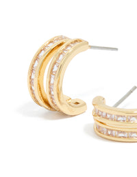 Gold Plated Cubic Zirconia Double Layered Hoop Earrings - link has visual effect only