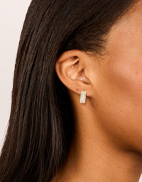 Gold Plated Cubic Zirconia Inlay Huggie Earrings - link has visual effect only