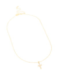 Gold Plated Cubic Zirconia Cross Pendant Necklace - link has visual effect only