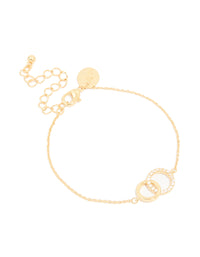 Gold Plated Cubic Zirconia Linked Circle Bracelet - link has visual effect only