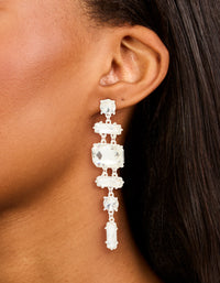 Silver Diamante Large Mixed Drop Earrings - link has visual effect only
