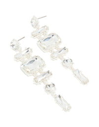 Silver Diamante Large Mixed Drop Earrings - link has visual effect only