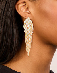 Gold Diamante Chain Fringe Earrings - link has visual effect only
