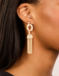 Gold Tassel Drop Earrings - link has visual effect only
