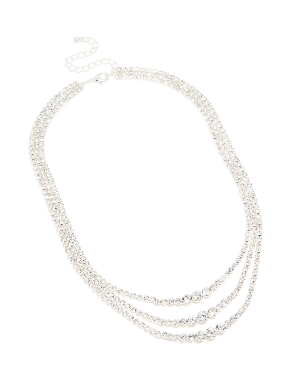 Silver Diamante Triple Layered Necklace
