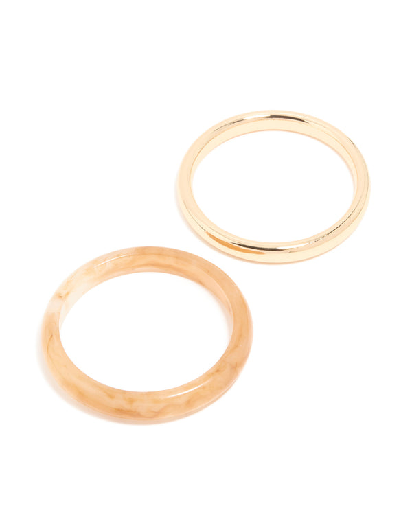 Gold & Brown Acrylic Bangles 2-Pack