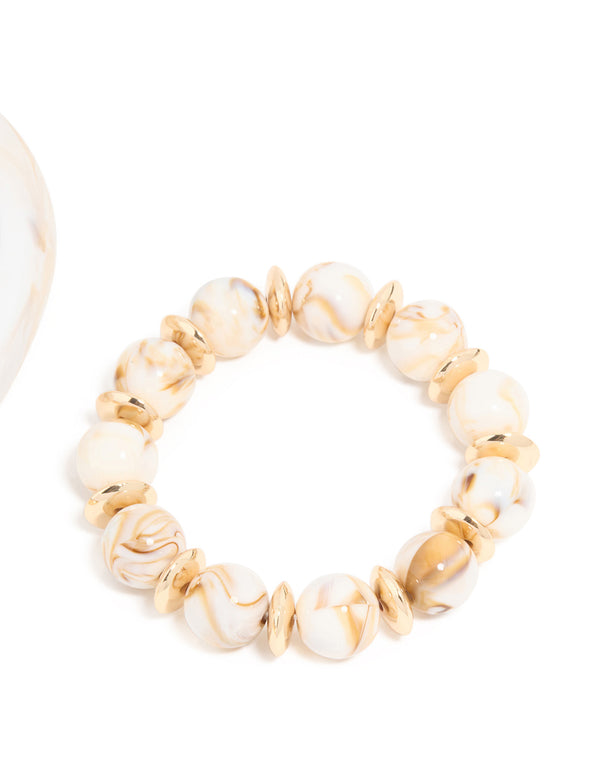 Gold & White Acrylic Bangles 3-Pack